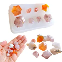 【ピアスにぴったり】 シリコンモールド 鉱石 8個 レジン ピアス イヤリング アクセサリー シリコン モールド アロマストーン アゲートスライス 石膏 手作り 石鹸 キャンドル 樹脂 粘土 オルゴナイト シリコン型 型 キット ハンドメイド 石 ラフスト 1