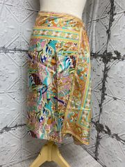 e-165　Nicole Miller ニコルミラー スカート スカーフ柄 スカーフ風 レディース ファッション シルク100％ SILK