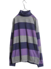 【お得なクーポン配布中!】 90s USA製 OLD GAP タートルネック ボーダー 長袖 Tシャツ メンズ M 古着 オールド ギャップ ラガーシャツ 素材 ヘビーウェイト ハイネック