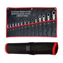 新品 首振り ラチェットレンチ 14本セット ケース付き 8mm~24mm フレックス ラチェット ギア レンチ セット 自動車整備工具 自転車整備 大きさ いろいろ スパナ コンビネーションレンチ ラチェットハンドル トルクレンチ ラチェットレンチ