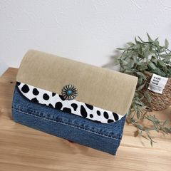 じゃばら母子手帳ケース//コーデュロイダルメシアンデニム S.Mサイズ