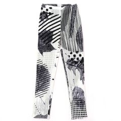 極美品△PLEATS PLEASE プリーツプリーズ イッセイミヤケ PP41-JF772 総柄デザイン パンツ ホワイト ブラック系 4 日本製 正規品 レディース