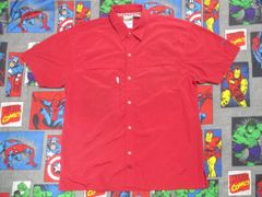 FarWest ナイロン 半袖アウトドアシャツ XL 赤 USA古着 フィッシング