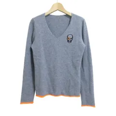 美品 lucien pellat-finet ルシアンペラフィネ ニット セーター プルオーバー スカル Vネック 長袖 カシミヤ100% グレー サイズM レディースのサムネイル
