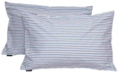 綿100％ まくらカバー ピローケース ファスナー式 日本製 43×63cm ボーダー柄 ブルー 【同色2枚組】