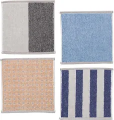 Y's factory タオルハンカチ メンズ 綿100% 吸湿性 速乾性 コンパクト パイル地 手触り 冠婚葬祭 返礼品(4枚セットA,  25x25cm)