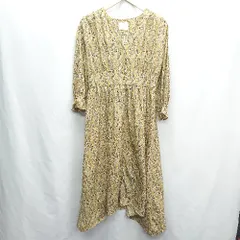 ◇ Discoat ペイズリー柄 長袖 ロング丈 ワンピース サイズF イエロー レディース E  【1405140003413】