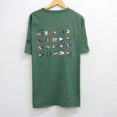 XL/古着 ノーティカ 半袖 ビンテージ ブランド Tシャツ メンズ 90s 旗 胸ポケット付き 大きいサイズ コットン クルーネック 濃緑 グリーン 
