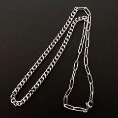 5mm幅 50センチ ステンレス製 ミックスチェーンネックレス TYPE-A