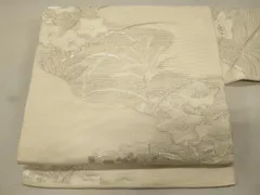 平和屋着物＊夏物　九寸名古屋帯　秋草文　銀糸　正絹　逸品　CAAW5507fb 平和屋着物＊夏物 九寸名古屋帯 秋草文 銀糸 正絹 逸品 CAAW5507fbの