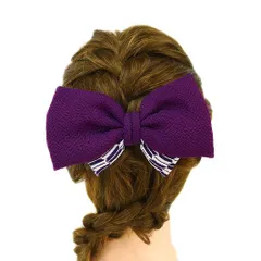 髪飾り リボン 卒業式 袴 成人式 振袖 紫 白 ちりめん 矢絣文 矢絣 かんざし 和柄 はいからさん 大きい 日本製 おしゃれ かわ No.9-2903