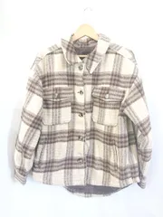 ◇ ⊇ RAG MACHINE チェック柄 長袖 ゆったりシャギーCPOジャケット サイズM ベージュ ブラウン系 レディース E  【1507230006738】