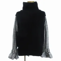 スナイデル SNIDEL シャツスリーブ ニット プルオーバー 長袖 チェック SWNT185062 黒 ブラック グレー F ■ECSS0