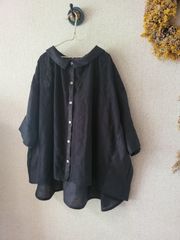 ハンドメイド　ミナペルホネンファブリック　タンバリンブラウス　前開き　後ろリボン