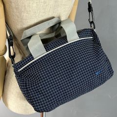 00s archive NIKE ナイキ アーカイブ ショルダーバッグ ボディーバッグ チェック柄  スウッシュ ロゴ 刺繍 ネイビー 紺 男女兼用