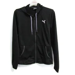 プーマ パーカー トップス ジップアップ ジャージ スポーツウエア レディース Lサイズ ブラック PUMA 【中古】