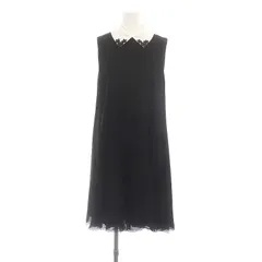 フォクシー ブティック FOXEY BOUTIQUE Dress Freesia ワンピース ロング ノースリーブ シフォン 付け襟 38 黒 白 ブラック ホワイト 41018 /ES ■OSのサムネイル