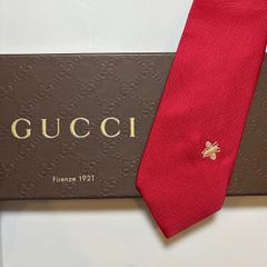 美品 GUCCI グッチ ネクタイ シルク 100% レッド 254-643