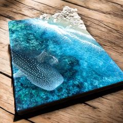<ジンベエザメ>  超立体  沖縄の海 レジンアートボード　美ら海　オーシャンアート　N019