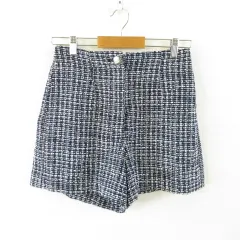 ザラ ZARA ショートパンツ ツイード 紺 S *T762