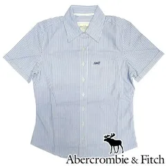 アバクロ Abercrombie&Fitch アバクロンビー＆フィッチ レディース 半袖 ボタンシャツ ストライプ ライトブルー シャツ アメカジ ブランド ファッション インポート カジュアル ヴィンテージ スタイル 正規 商品