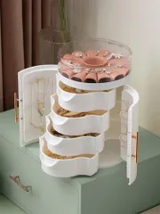 ジュエリーボックス 5層 大容量 円筒状 ポータブル アクセサリーケース ギフト