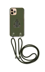 iPhone 17 ProMAX アイフォン17プロマックス スマホケース ショルダーストラップ 紐 付き 碇 いかり 船 海 海賊 海軍 マリン アウトドア かっこいい カーキ　カラー04