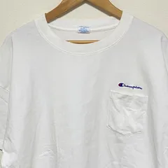 (^w^)b Champion チャンピオン 半袖 Tシャツ 胸ポケット ワンポイント  ロゴ刺繍 目玉 白 ホワイト シンプル 定番 さわやか  アメカジ ストリート コットン 綿 100% スタンダード ベーシック デイリー 部屋着 メンズ サイズM