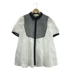 【新品】  UNITED ARROWS / ユナイテッドアローズ | エンブロイダリー コンビ ショートスリーブ ブラウス | F | ホワイト / ブラック | レディース