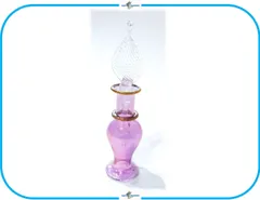 ＼値下げセール中／ E160-10 パフュームボトル デザイン【柄無し パープル】ミニサイズ  ゴールド エジプト 香水瓶風 ガラス瓶 インテリア コレクション 輸入 レア 1点限