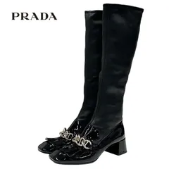 ゆうブーツ✨極美品　プラダ　PRADA ブーツ　ハイヒール　ブラック　23.5cm