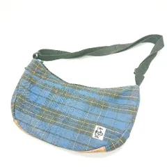 ◇ Θ CHUMS チャムス チェック柄 ブランドタグ付き ショルダーバッグ ブルー イエロー系 メンズ レディース E  【1411210004105】