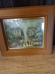 【K-1433】c garberの油絵 （20世紀）オリジナル油彩キャンバス都市風景画