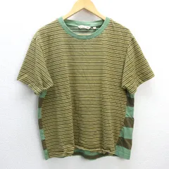 G■ユニクロ/UNIQLO マルニ ボーダーTシャツ/341-449634【L】緑ベージュ/men's/94【中古】■