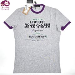 DSQUARED2 ディースクエアード 半袖 プリント Tシャツ カットソー L サイズ グレー系カラー 綿/コットン タグ付き 未着用品 イタリア製