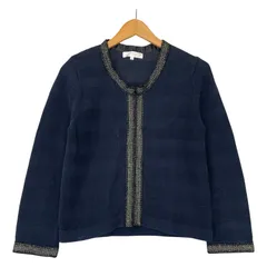 KUMIKYOKU 組曲 ボーダー ニットカーディガン size2/ネイビー×ブラック×シルバー系