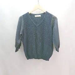 ◇ BEAUTY&YOUTH ビューティ&ユース Vネック 無地 薄手 シンプル 七分袖 ニット 表記なし ネイビー レディース E  【1305020001174】