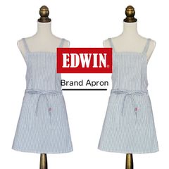 エプロン おしゃれ ショート丈 EDWIN クロス ヒッコリー ブランド