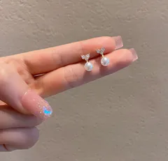 高質ジルコン韓国系ピアス 可愛い【パール】イヤリング   #56