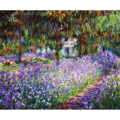 絵画風 壁紙ポスター (はがせるシール式) 【フルサイズ版】 クロード・モネ モネの庭のアヤメ 1900年 オルセー美術館 キャラクロ K-MON-024S1 (705mm×585mm) ＜日本製＞ ウォールステッカー お風呂ポスター