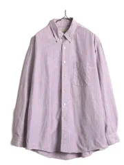 【お得なクーポン配布中!】 80s USA製 エルエルビーン ストライプ オックスフォード 長袖 ボタンダウン シャツ メンズ L 古着 80年代 ヴィンテージ LLBean 長袖シャツ