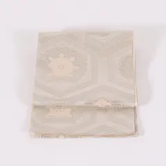 帯　袋帯　花柄　６通し　シルバー濃淡　亀甲　／61