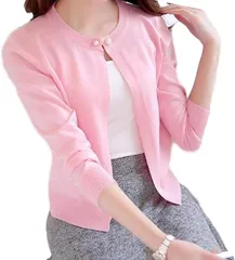 Nestkanina ネストカニーナ カーディガン ボレロ パールボタン ニット きれいめ レディース KNT003( ピンク,  M)