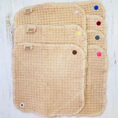 布ナプキン　おりもの用　紅茶染ワッフルシート　7枚セットF　ボタン付き　すぃーと・こっとん