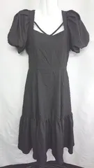 ◇ ⊂ rienda リエンダ 半袖 膝下丈 ワンピース サイズXS ブラック系 レディース E  【1408220068647】