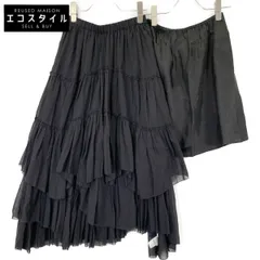 CASA FLINE カーサフライン ﾌﾞﾗｯｸ ｺｯﾄﾝ ﾐﾓﾚ丈 ﾍﾟﾁｺｰﾄ付き ﾃｨｱｰﾄﾞｽｶｰﾄ O