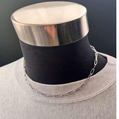45センチ ステンレス シルバー オーバルチェーン ショートネックレス メンズ