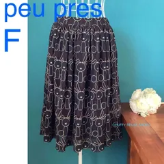 peu pres プープレ 膝丈スカート うさぎ柄 フリーサイズ ブラックXベージュ 日本製のサムネイル