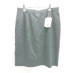 ◇ Θ◎●未使用● PEYTON PLACE ストライプ柄 ひざ丈 台形 スカート サイズ17 ネイビー レディース E  【1502180060564】