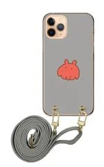 Galaxy S21 5G SC-51B SCG09 ギャラクシーS21 スマホケース スマホショルダー メンダコ ワンポイント レッド かわいい レザーベルト ストラップ 調節可能 130cm  カラー06